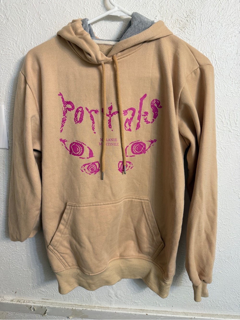 Melanie Martinez Portals Beige Hoodie with Pink 'Portals' Graphic